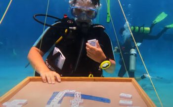 Duikers verbreken record Domino spelen onder water